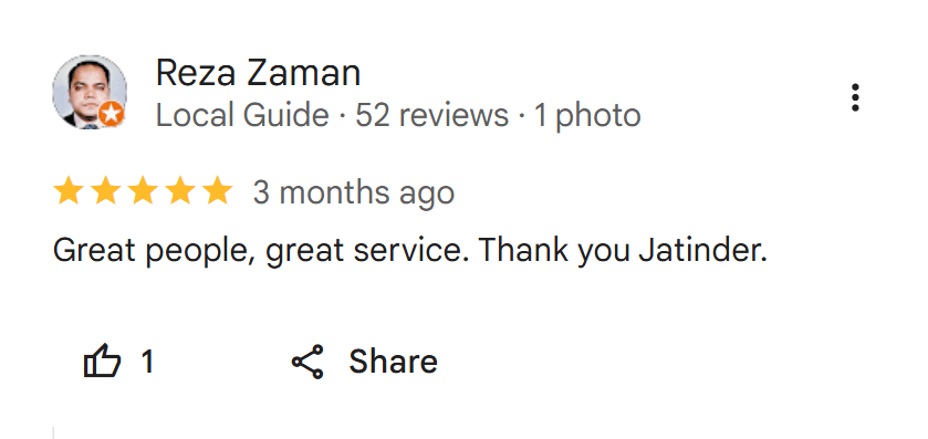 Screenshot of a verified Google Maps review for UNI Tires
