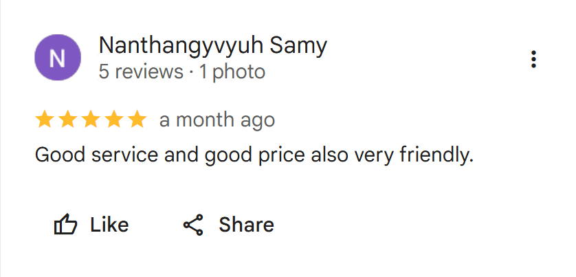 Screenshot of a verified Google Maps review for UNI Tires